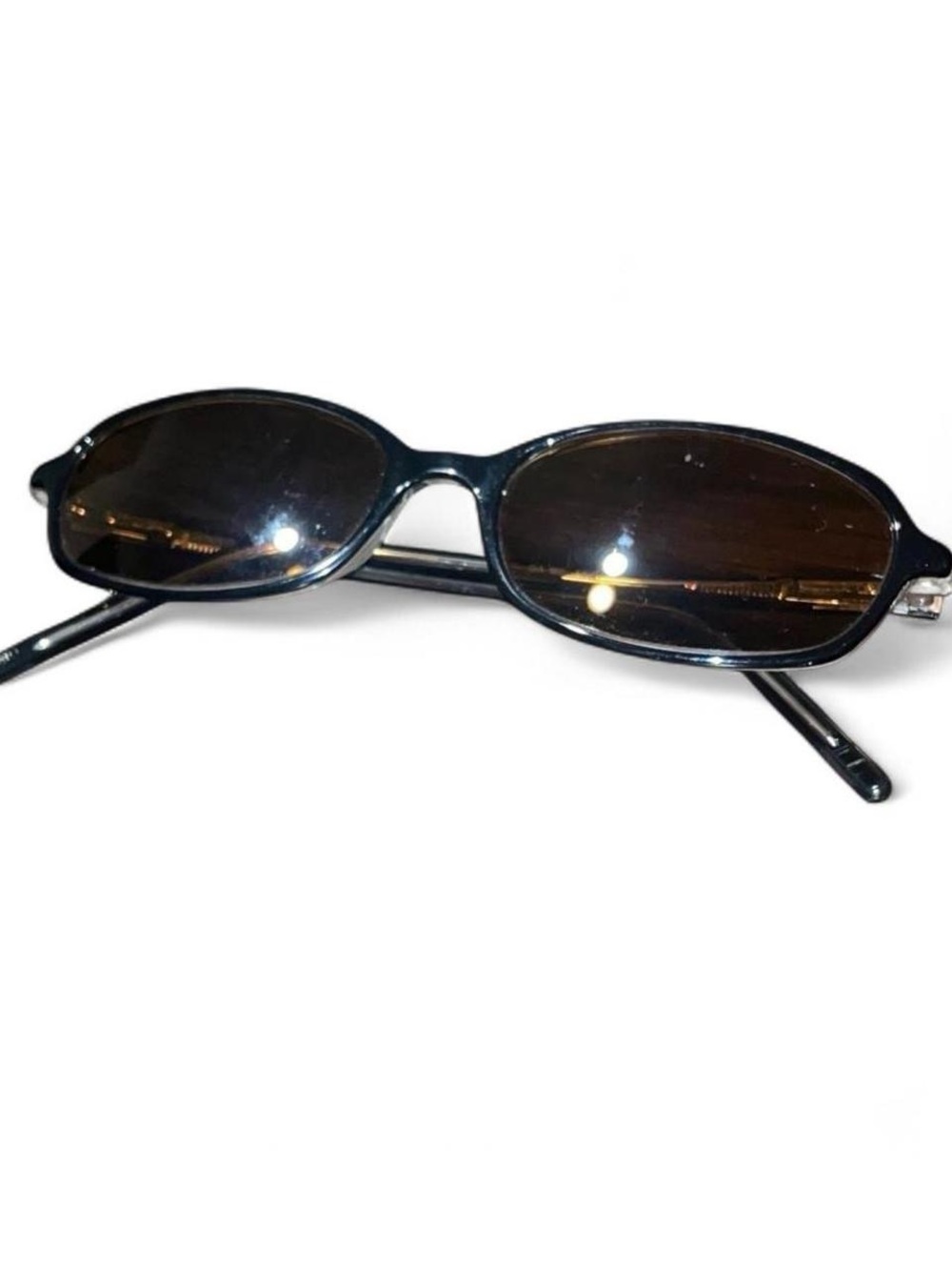 Vintage Giorgio Armani 160 MH9 Black Oval Sunglasses with Brown Lenses Old Money